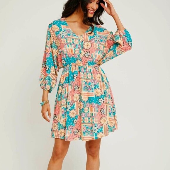 Andree by Unit Women's Patchwork Mini Dress - S - Picture 1 of 7